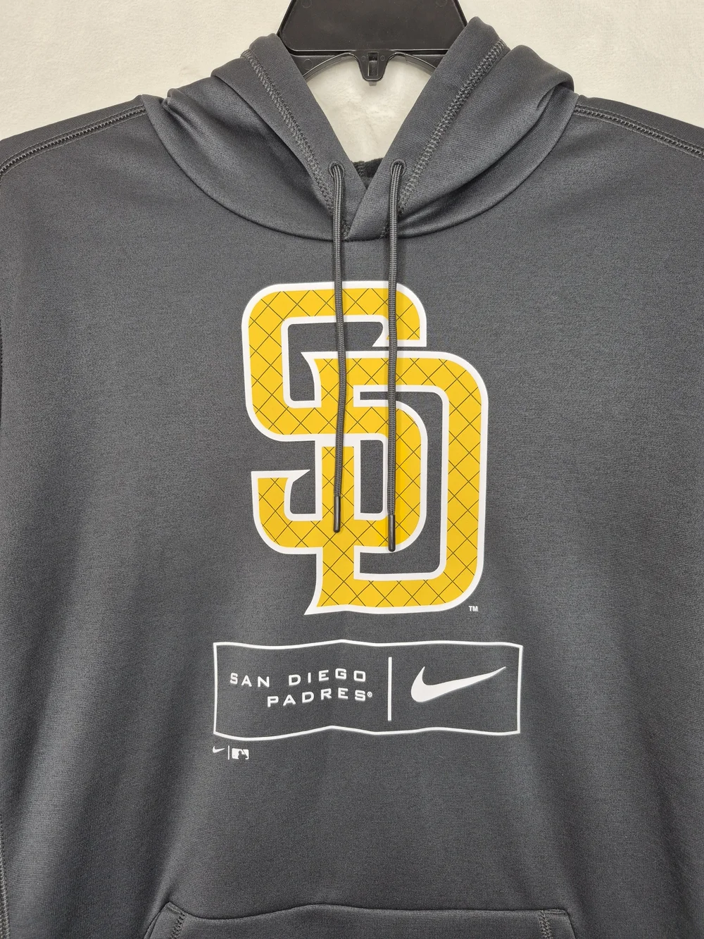 Nike MLB San Diego Padres Therma Fleece Hoodie Gray Yellow Mens Size Large